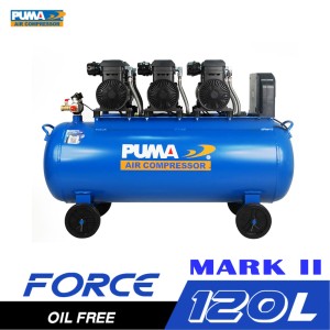 ปั๊มลมไร้น้ำมัน PUMA FORCE-120 MARK II 1450W.x3 ถัง 120 ลิตร