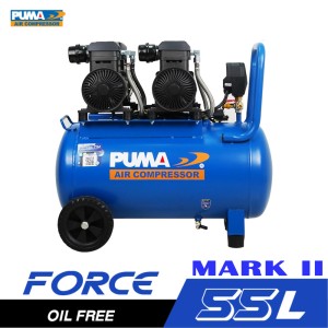 ปั๊มลมไร้น้ำมัน PUMA FORCE-55 MARK II 1450W.x2 ถัง 55 ลิตร