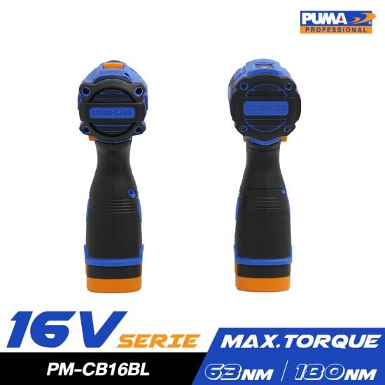ชุดสว่านกระแทกไร้สายและไขควงกระแทกไร้สาย 16V PUMA PM-CB16BL พร้อมแบตและแท่นชาร์จ