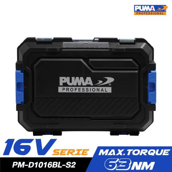 สว่านกระแทกไร้สาย 10mm 16V PUMA PM-D1016BL-S2 พร้อมแบตและแท่นชาร์จ