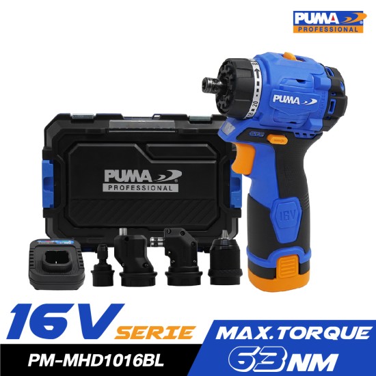 สว่านไขควงไร้สาย 5in1 10mm 16V PUMA PM-MHD1016BL  พร้อมแบตและแท่นชาร์จ