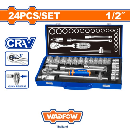 ชุดบล็อก 24 ชิ้น 1/2″ CR-V WADFOW WST2L24
