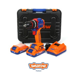 สว่านกระแทกไร้สายไร้แปรงถ่าน 20V. WADFOW WCDP6281 พร้อมแบตเตอรี่ 2 ก้อนและแท่นชาร์จ สว่านกระแทกไร้สายไร้แปรงถ่าน 20V. WADFOW WCDP6281 พร้อมแบตเตอรี่ 2 ก้อนและแท่นชาร์จ